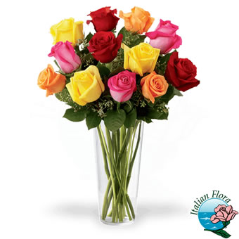 mazzo di rose colorate