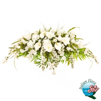 Cuscino di fiori funebri bianchi per funerale